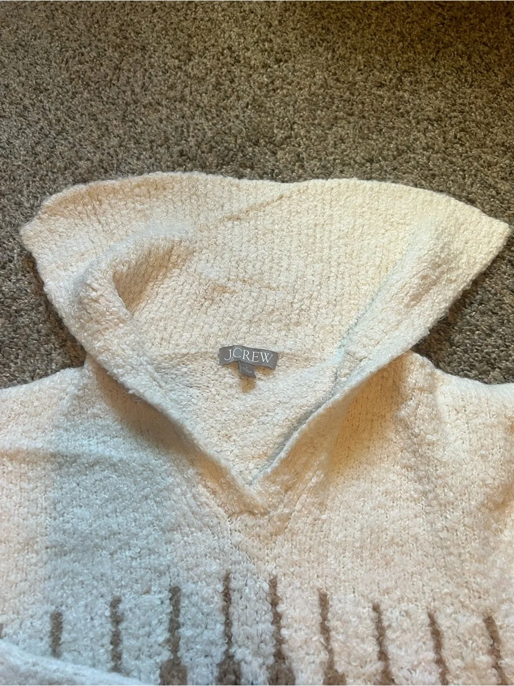 J. Crew Cream Fair Isle Bouclé Johnny-Collar Sweater